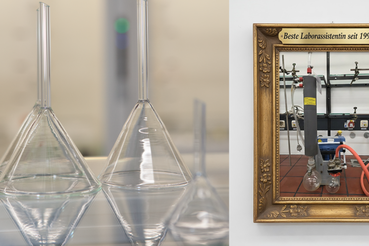 Picture frame with a photo of the MZ2C vacuum diaphragm pump titled "Best Lab Assistant since 1992"